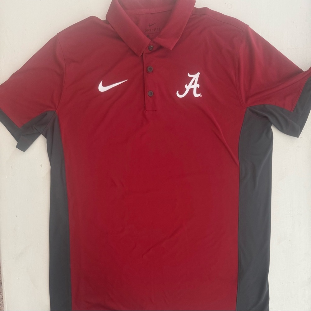 Alabama Crimson Tide Polo Shirt Mens Large Crimson NCAA Football Nike Dri-Fit